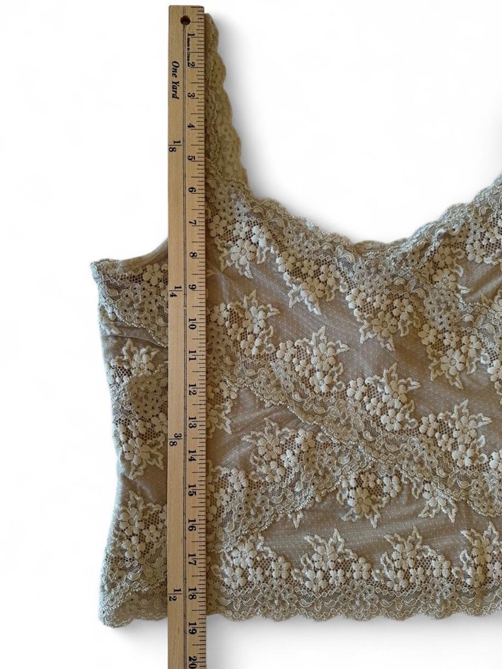 Ralph Lauren Y2K Floral Lace Camisole Crop Top Taupe Ivory Size L Quiet Luxury - Picture 9 of 9